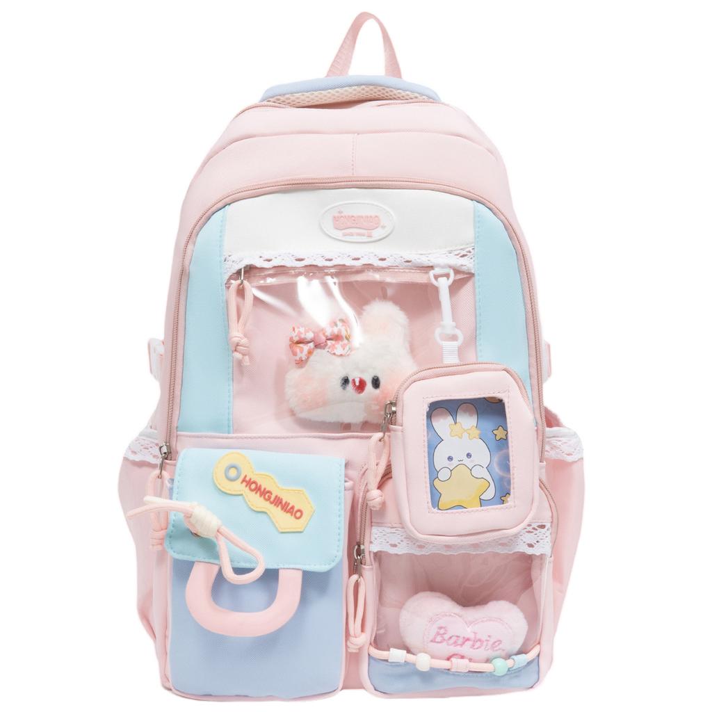 New Japanese High-value Schoolbag Ins Niche Junior High School Student Backpack Female Cute Contrasting Color Large-capacity Backpack