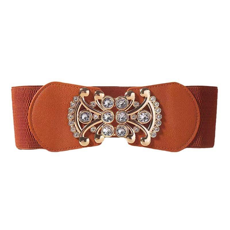 Fashionable and Minimalist Women’s Waist Belt  Everyday Casual Rhinestone Stretch Waist Belt Women’s Wide Leather Belts