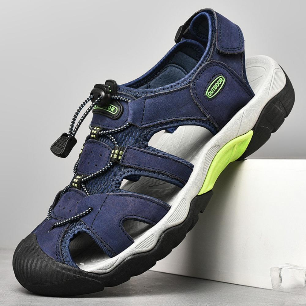 Mens Summer Leather Sandals Large Size Outdoor Water Shoes Casual Beach Sandals