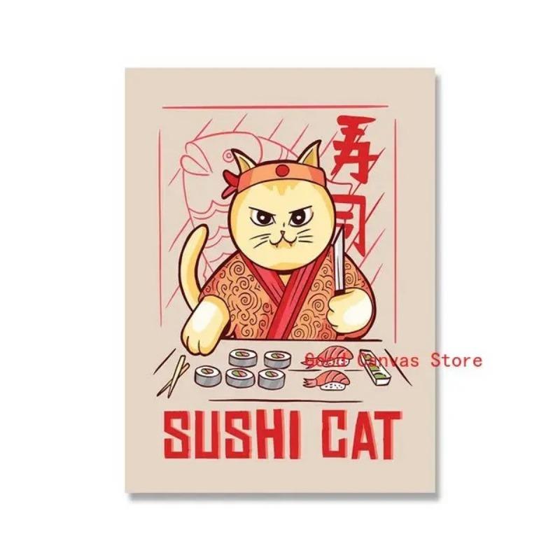 Japanese Food Posters Funny Ramen Noodles Sushi Canvas Painting Print Wall Art Picture for Restaurant Kitchen Home Decor Cuadros