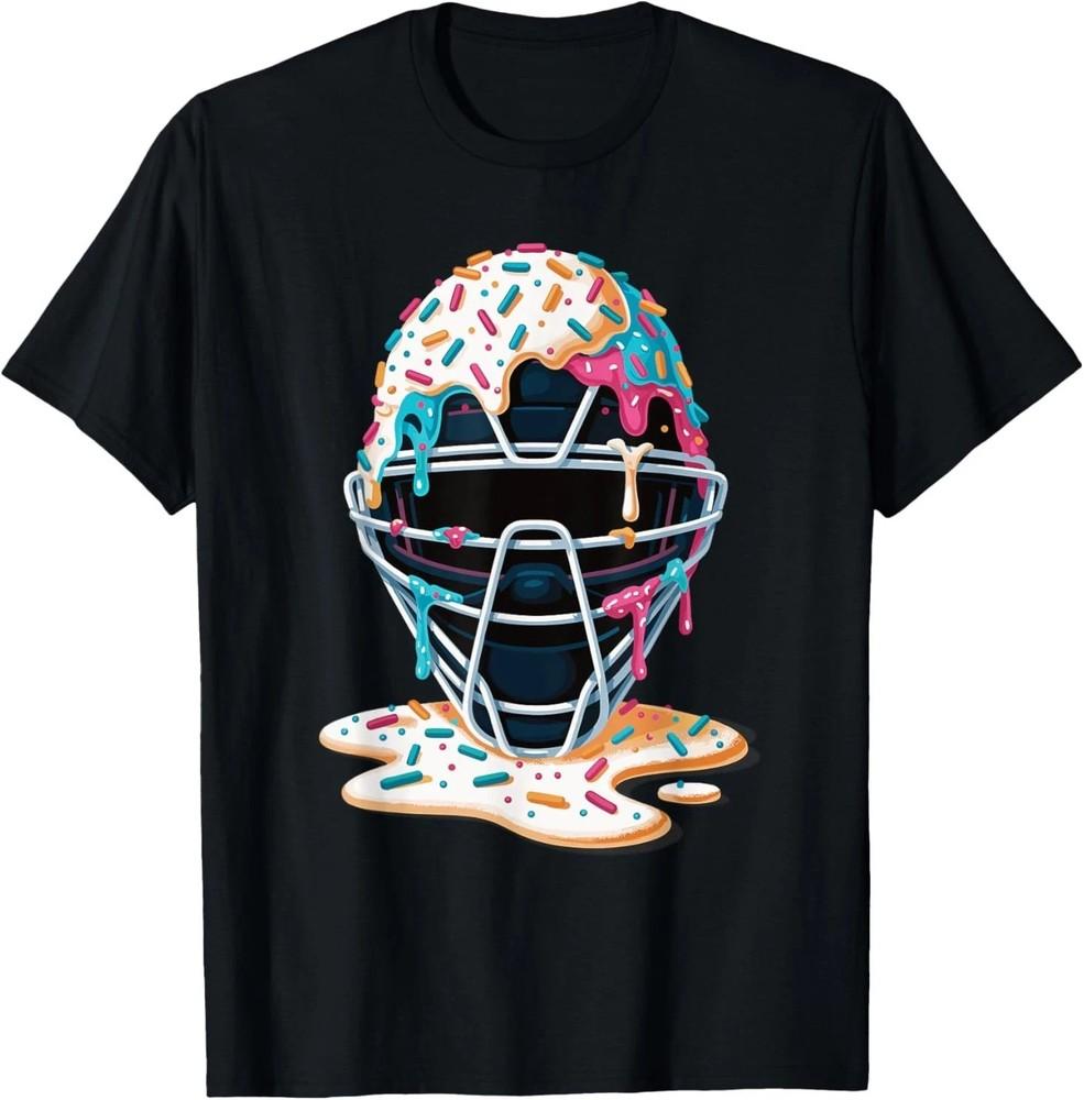 Baseball Catcher Mask Ice Cream Dripping Baseball Fan Boys T-Shirt Unisex T-Shirt XL