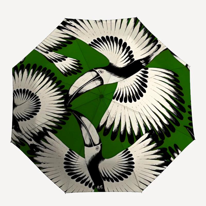 

1pc Toucan Pattern Automatic Open/close Umbrella, 8-Rib sturdy structure, Portable Travel Umbrella, Parties, Everyday Usel059