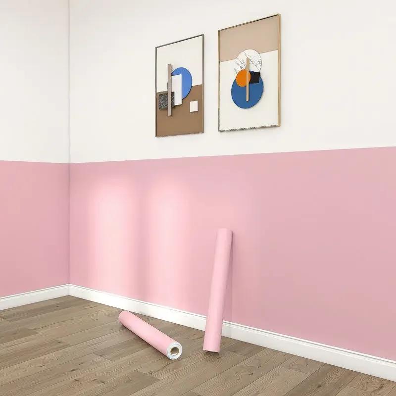 Korea Pink Waterproof Wallpaper Self-adhesive Home Bedroom Dormitory Room Wall Stickers Thickened Paste Table Cabinet Renovation