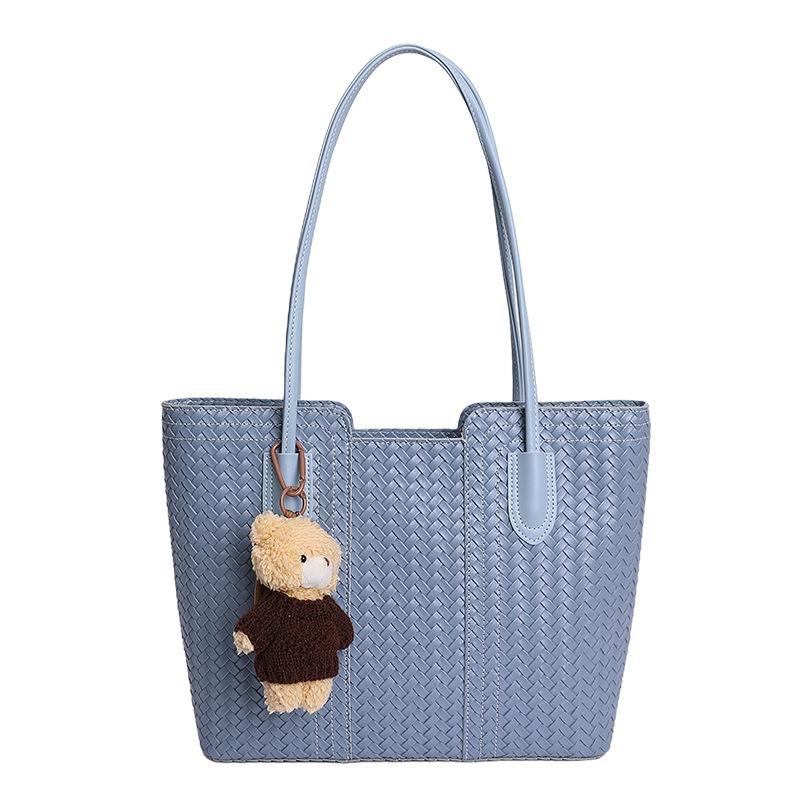 Large-capacity Retro Tote Bag with Woven Pattern, Single-shoulder Bag for Women