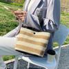 Summer Stripe Straw Bag Dam Casual Liten Väven Handväska Stor kapacitet Handgjord Strandrotting Tygväska