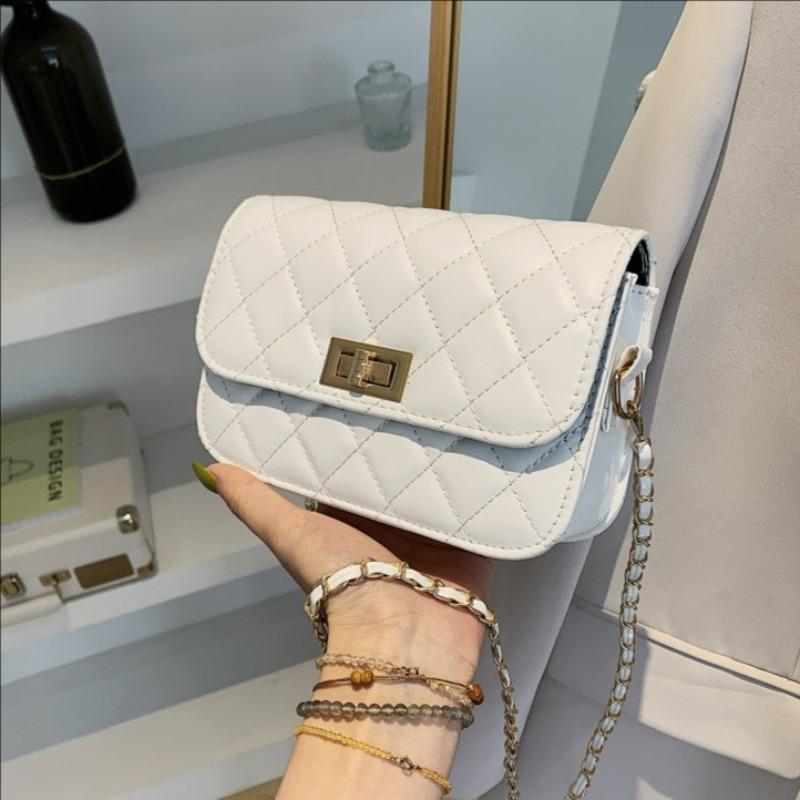 Rhombus Solid Color Chain Small Square Bag Summer New Trend Fashion Shoulder Bag Simple Foreign Messenger Women's Bag
