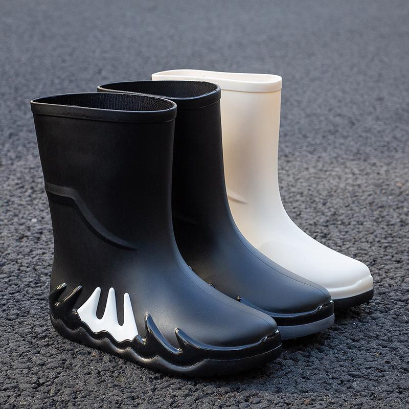 Men's Outdoor Waterproof Anti Slip Wear Resistant Mid Top Rain Shoes