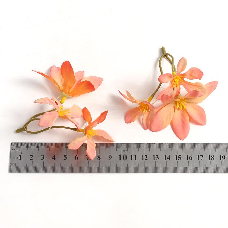 Mini-Orchideen-Strauß DIY-Set: Seiden-Kunstblumen & Strohhut-Accessoires für Geschenke und Dekorationen