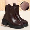 6cm British Style Women's Winter High Boots 2025 Thick Bottom Elegant Woman Heeled Shoes Short Motorcycle Ankle Botas Office Mom