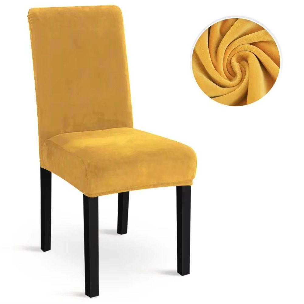 

Бархатные чехлы на стулья для столовой, эластичные, супермягкие, парсон, регулируемые чехлы на сиденья, защитные чехлы для стульев 2025 1PC жёлтый
