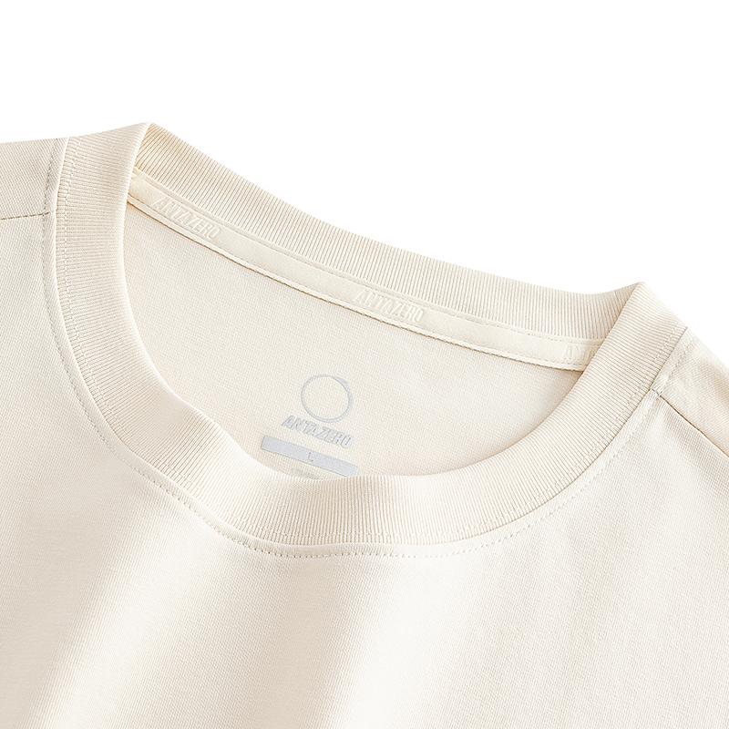 Anta Team Zero Solid Color Round Neck Comfortable Breathable Versatile Short Sleeve T-Shirt Unisex Tops Oat-Milk-Gray 172536105G-1