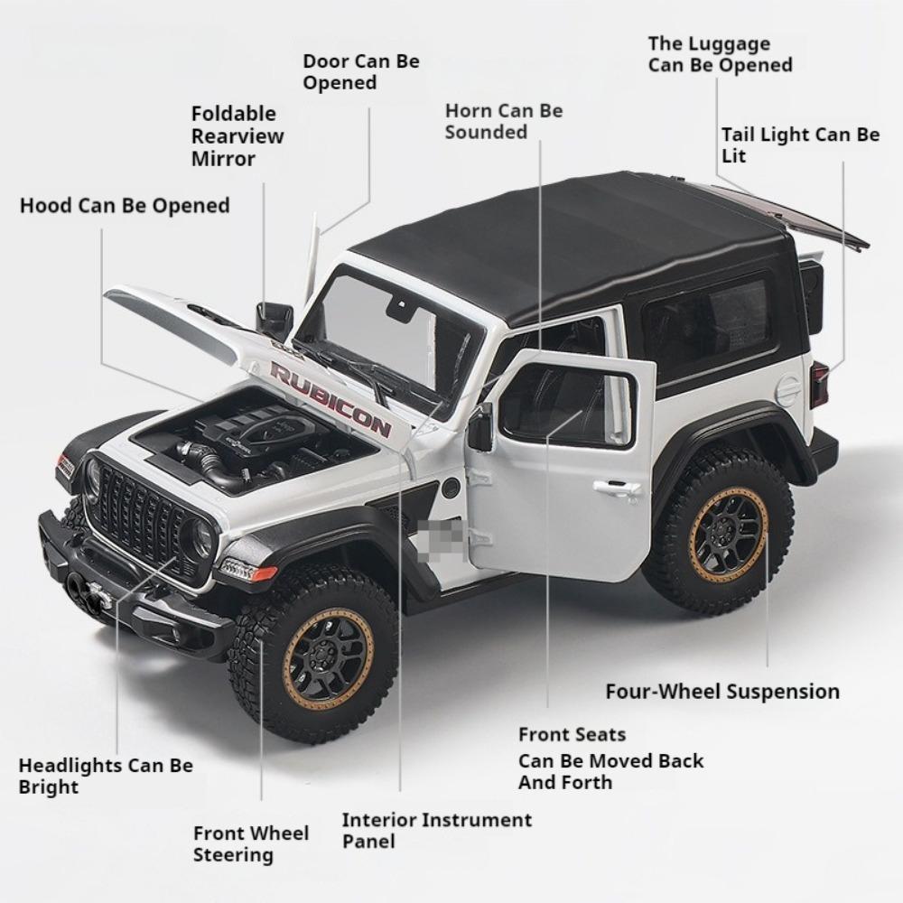 Wrangler Robin Hood SUV 1/18 en alliage moulé sous pression, modèle réduit de voiture, suspension à quatre roues, portière ouvrable, jouets, modèles de véhicules, cadeaux à collectionner
