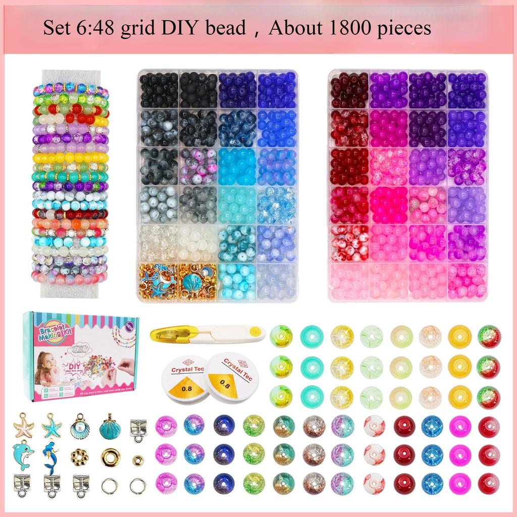 Gemischtfarbige Kristallglasperlen-Set Perlenarbeiten DIY Bekleidungsperlen-Zubehör Armband-Zubehör Material-Set Bastelbedarf