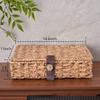 Natural Fiber Storage Box With Cover Permanent Interlaced Design For Home Organization And Display