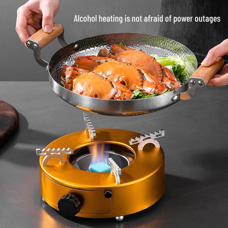 Portable Windproof Stainless Steel Alcohol Stove - Thickened Push-Pull Design for Commercial Use