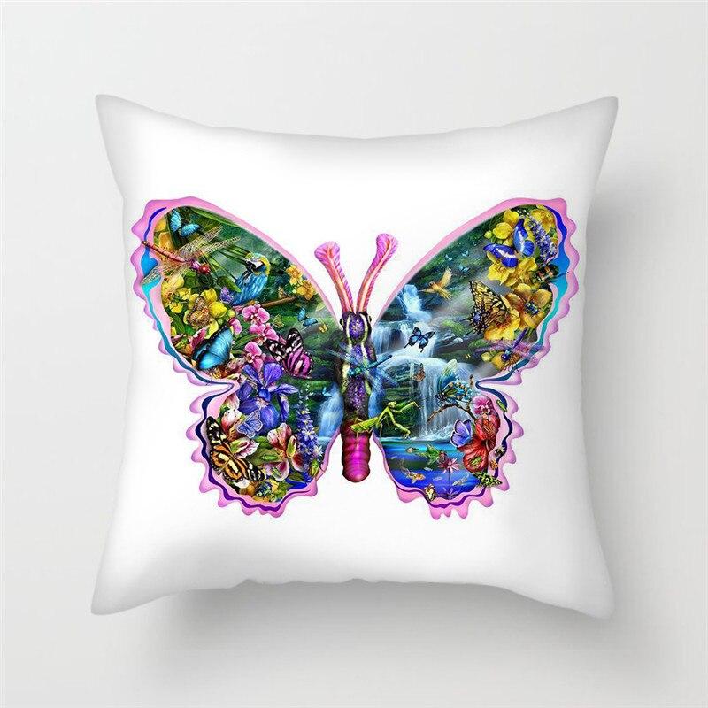 Butterfly Cushion Cover Sofa Chair Animal Flower Pillow Cover Home Decor Painted Pillow Cover
