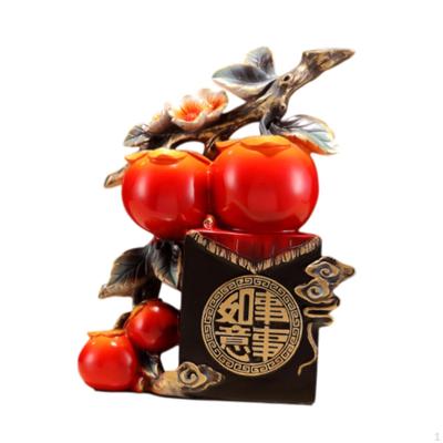 Kaki Harz Statue Feng Shui Figur Feiertagsgeschenk Handgefertigte Chinesische Glücksbringer Dekoration für