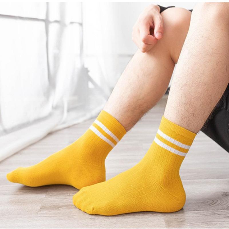 Pánské ponožky Dvoupruhé ponožky do pů lýtka Jednobarevné Dvousměrné ponožky Pánské bavlněné ponožky Sportovní podzimní a zimní ponožky