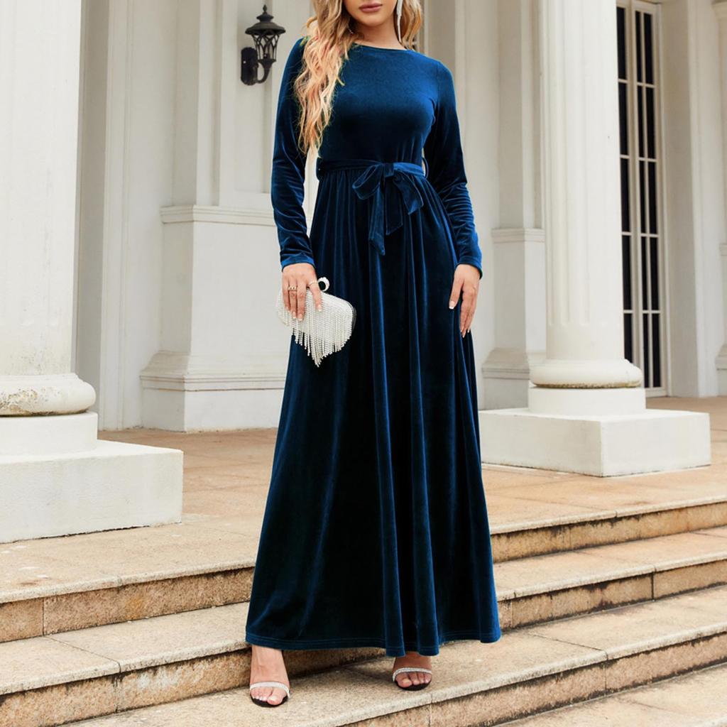 Women's Fashion Elegant Temperament Lady Long Dress Canary Color Senior Sense Dress