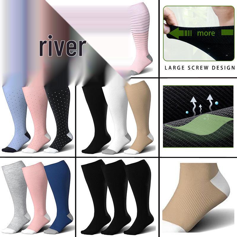 Three Pairs Wide-Calf Compression Socks: Plus Size Knee-High Support for Men & Women, Odor-Resistant Sports Socks