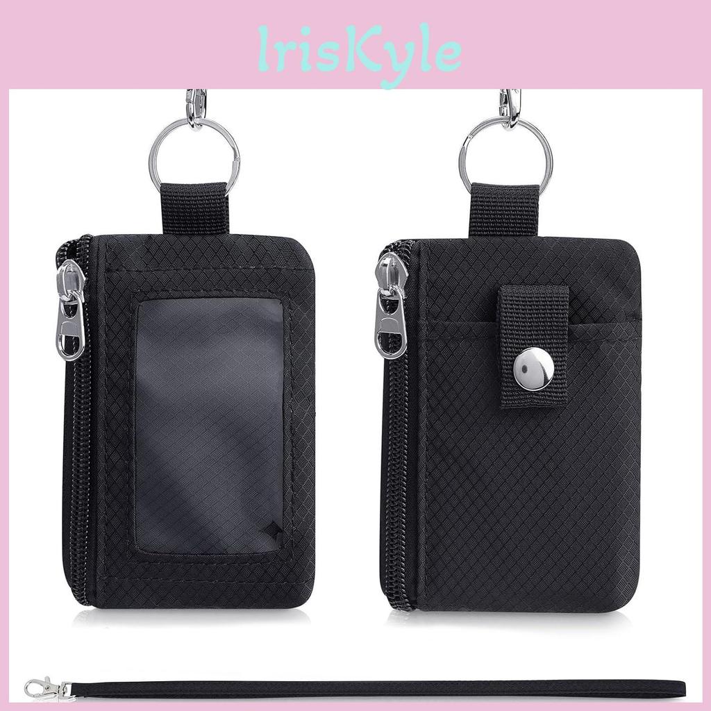 Badge Minimalist Wallet Style Id Window Waterproof Zipper Cases Pouch And Lanyard Keychain For Cards Cash Coin Travel Bag Rfid Blocking