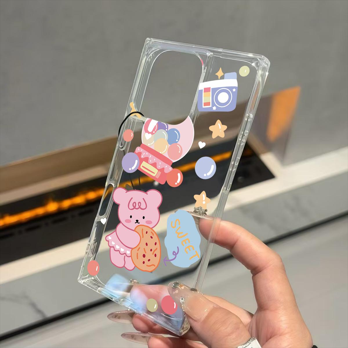 

Clear Square Back Tube Case Protection For iPhone 14 Pro Max 13 16 ProMax 15 Plus 12 11 Anti-Oxygen,Pink Bear Pattern Casing iphone 11 ProMax