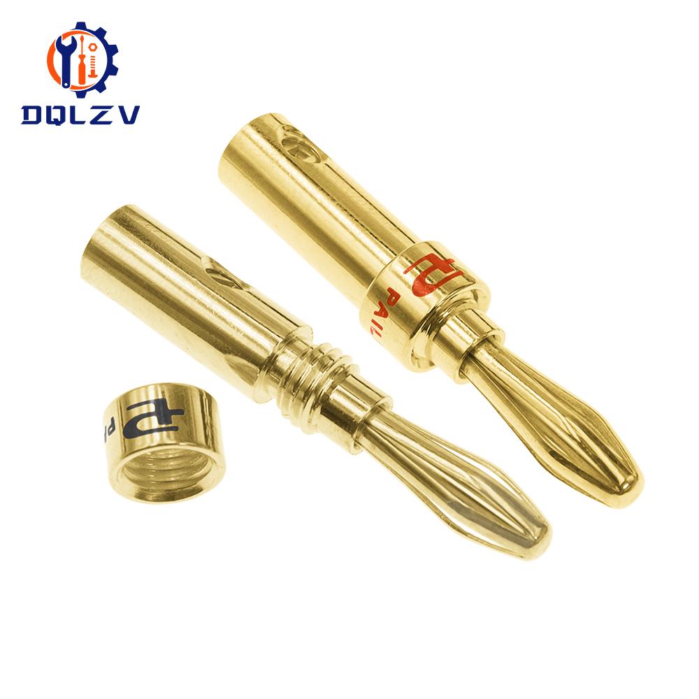 4mm Pure Copper Gold Plated Banana Plug Connector For Audio Video Speaker Adapter Terminal Connectors Kit