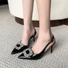 Fashion 2025 Summer New Luxury Shiny Rhinrhinese Embellished Pointy Comfortable Non-slip Stiletto Heels for Women