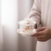SUSHI CERAMICS Ice Jade Porcelain Tea Set - Persimmon Ruyi San Cai Gaiwan & 2 Teacups