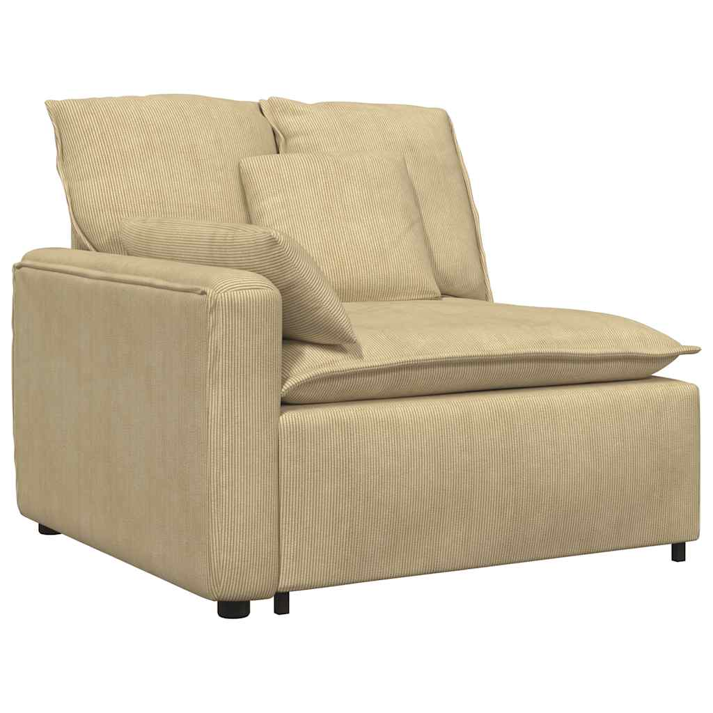 Modular Sofa End Module with Armrest and Cushions Gray Green 100 Cm
