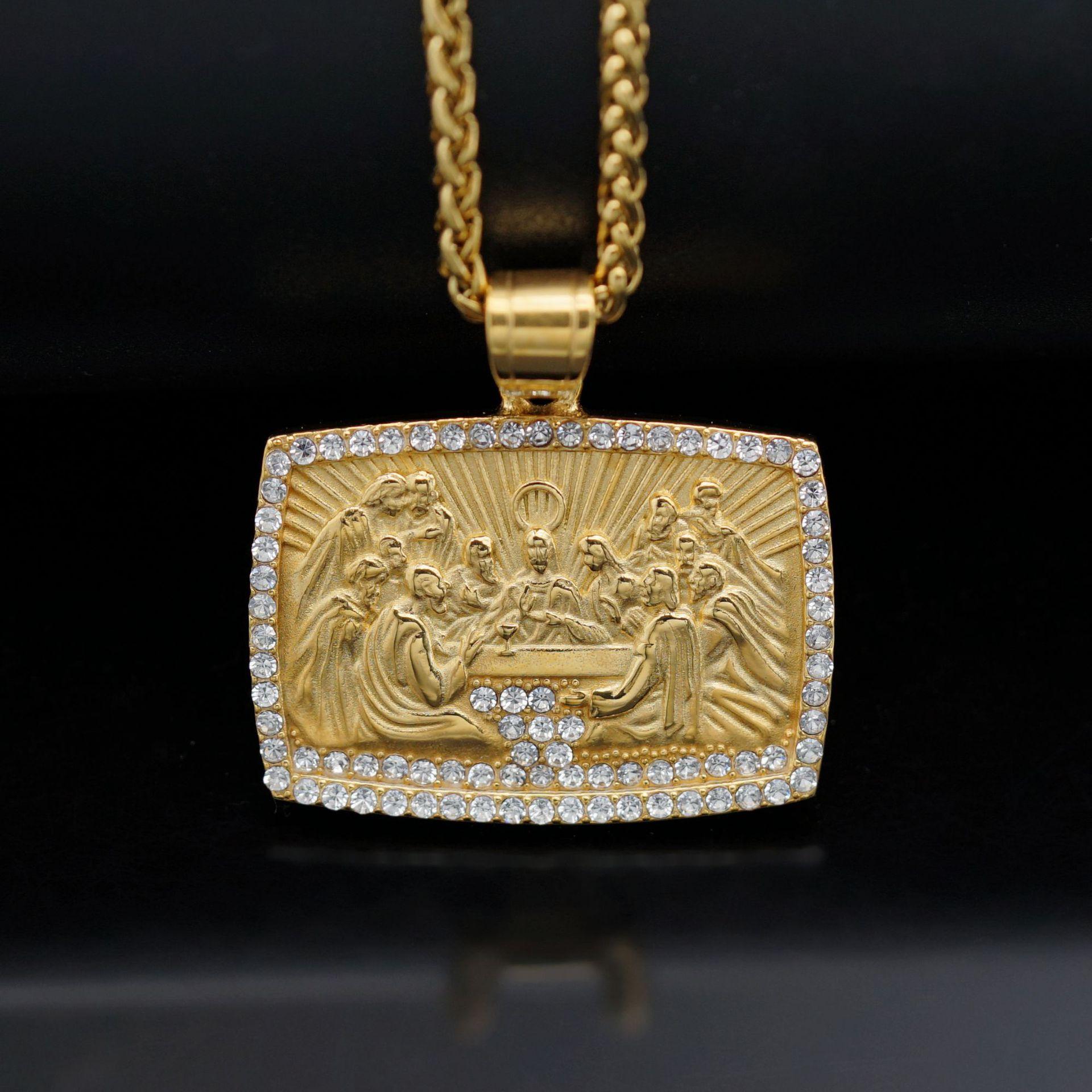 

Religion Catholicism The Last Supper Jesus 316L Stainless Steel Necklace Women Men Pendant Female Jewelry 60cm золотий