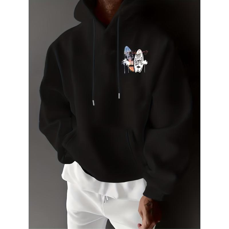 Loose Fit Warm Hoodie, Polyester Fabric, Pullover Hooded Sweatshirt  for Active XXL чёрный