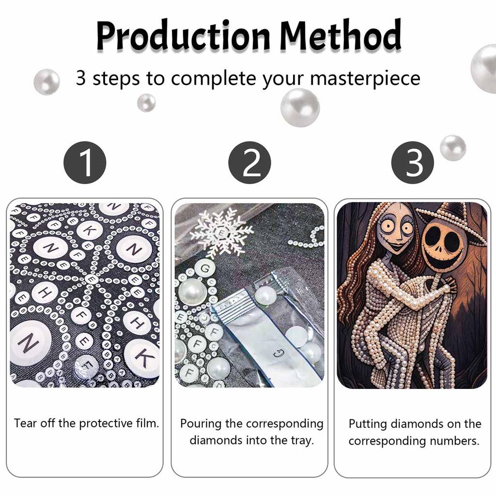 Halloween Pearl Painting Set Love Couple 5D DIY Pearl Art Home Bedroom Wall Decor Handmade Gift Holiday Decorative Crafts Supplies