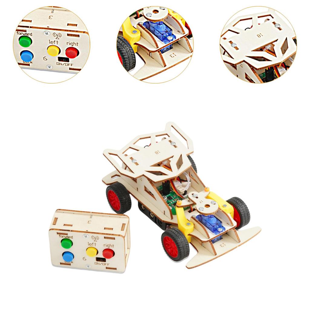 Wooden RC Car Toy Science Kits 3D Puzzle Toys Gift Crafts Handmade Assembly Early Learning Teaching