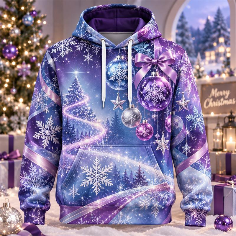 Christmas 3D Print Hoodie Santa Snowman Reindeer Tree Gingerbread Festive Pullover Holiday Party Winter Streetwear Gift