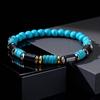 Retro Imitation Natural Blue Stone Beads Bracelet for Men, Handmade Elastic Bracelets, Fashion Party Jewelry Accessories Gift