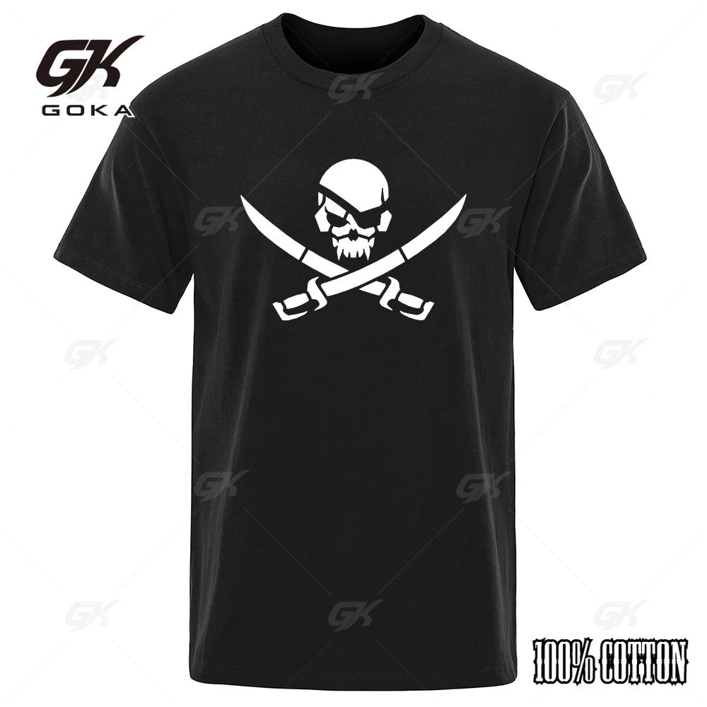 

Pirate Skull Logo Funny Print TShirts Men Women Loose Tshirs Breathable Summer TShirts 100 Cotton Oversize Casual Tee 4XL