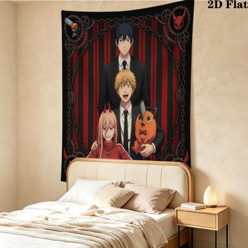 Chainsaw Man Wall Tapestry Aesthetic Wall Hanging Printed Fabric Blanket Decorative Tapestries For Bedroom Living Room Home Decor