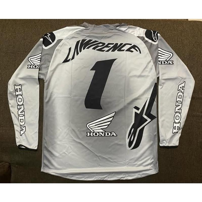 2026 Summer Retro Honda Racing Men's #1 Jet Lawrence Jersey Motorcycle Men's Breathable Quick Drying Fashion Casual Long Sleeve