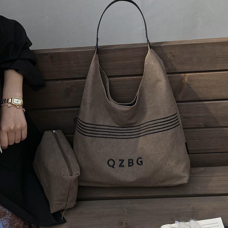 Casual Mother and Child Bag Autumn and Winter Simple Canvas Bag Bag Large Capacity High Sense Simple Underarm Shoulder Bag