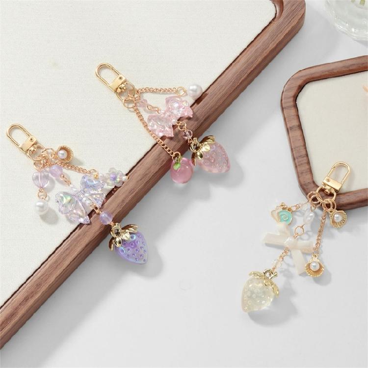 Eye Catching Resin Fruit Keychain With Bows Detachable Bag Charm Cute Fashion Gift Elegant Bags Pendant for Women