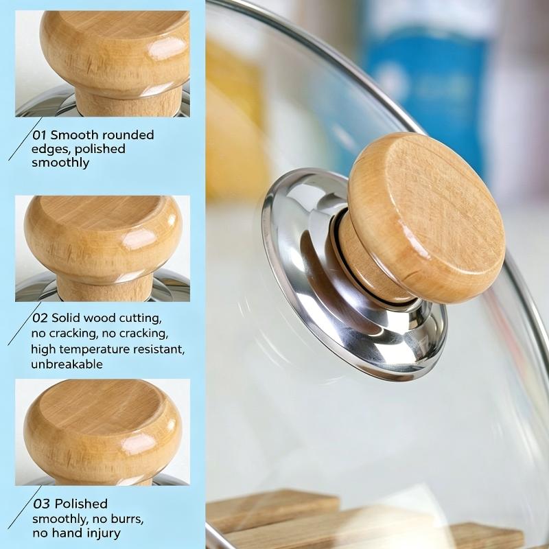 Heat Resistant Wooden Pot Lid Knobs Replacement Handles for 2L To 3L Pots Durable Grip for Home Cooking