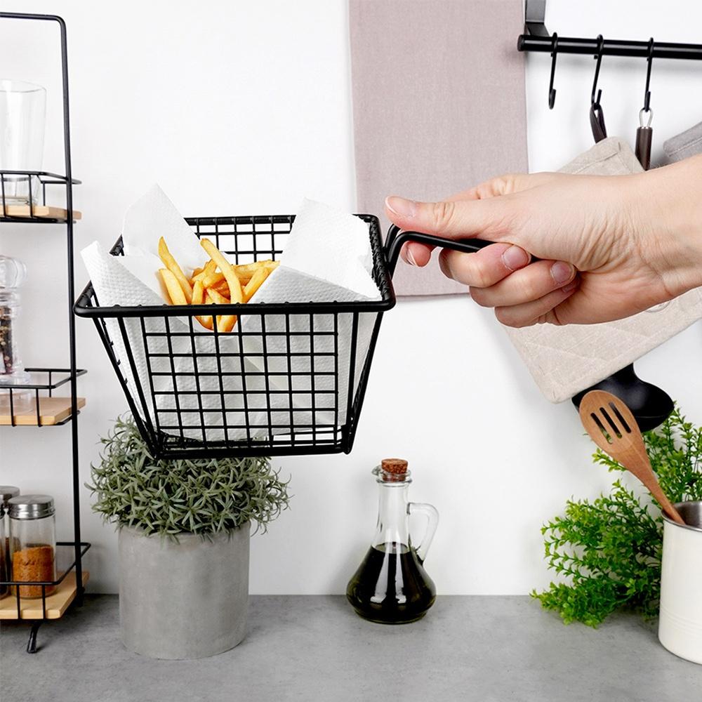 French Fries Basket Snacks French Fries Serving Appetizers Container Black