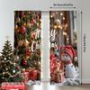2pcs 2D flat printing Merry Christmas Scene Curtains Merry Christmas Scene Polyester Fabric Without Electricity Festive Holiday