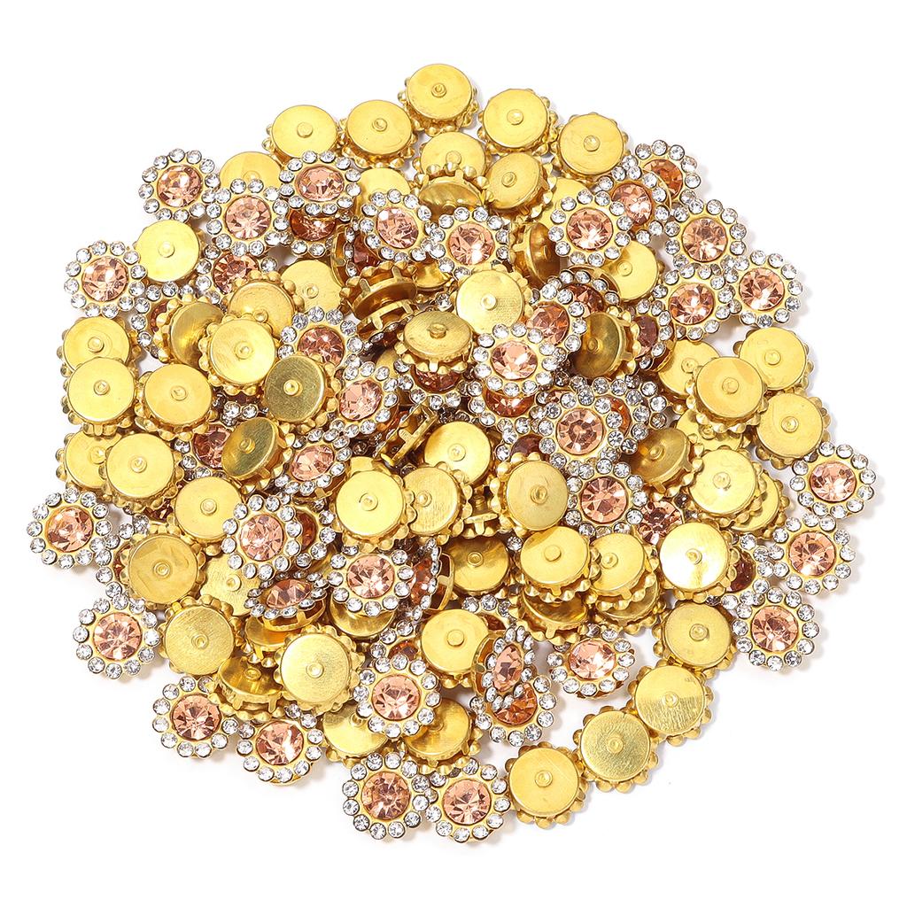10-100pcs/lot Sunflower Rhinestone Pearl Sewing Beads Round Flatback Rhinestones For Clothes Sewing Wedding Headwear Decoration