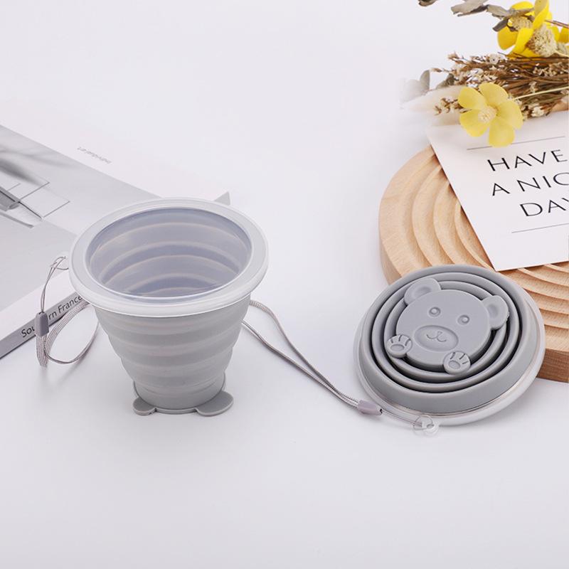 180Ml Portable Silicone Folding Water Cup Heat Resistant Foldable Mug With Lid For Outdoor Travel Drinking
