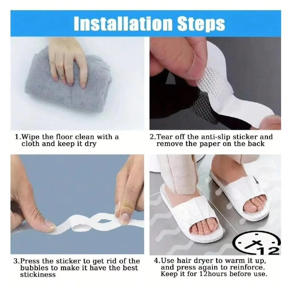 6PCS/12PCS/24PCS Package Strip Anti-slip Stickers Wavy Transparent Bath Tape Sticker Mats Waterproof Stickers Floor  Strips