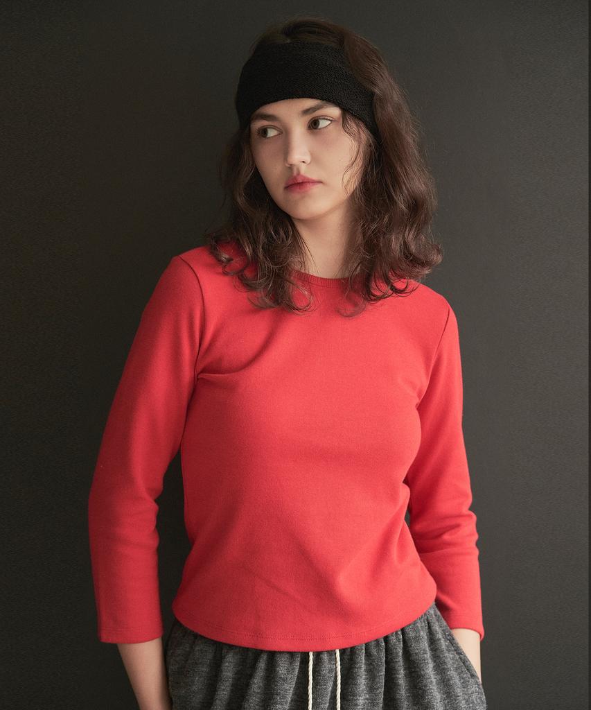 Iteoneolmomeonteu Daily Soft 9/10 Sleeve Tee _ Red