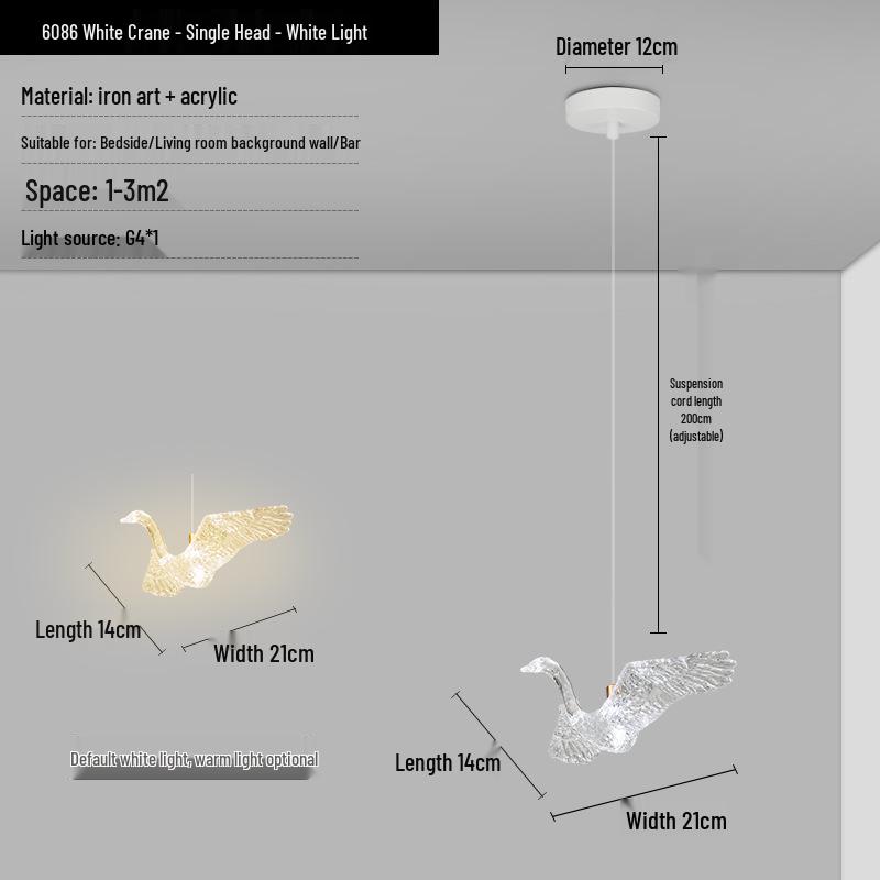 Creative Butterfly Swan Swallow Pendant Light for Bedroom or Living Room