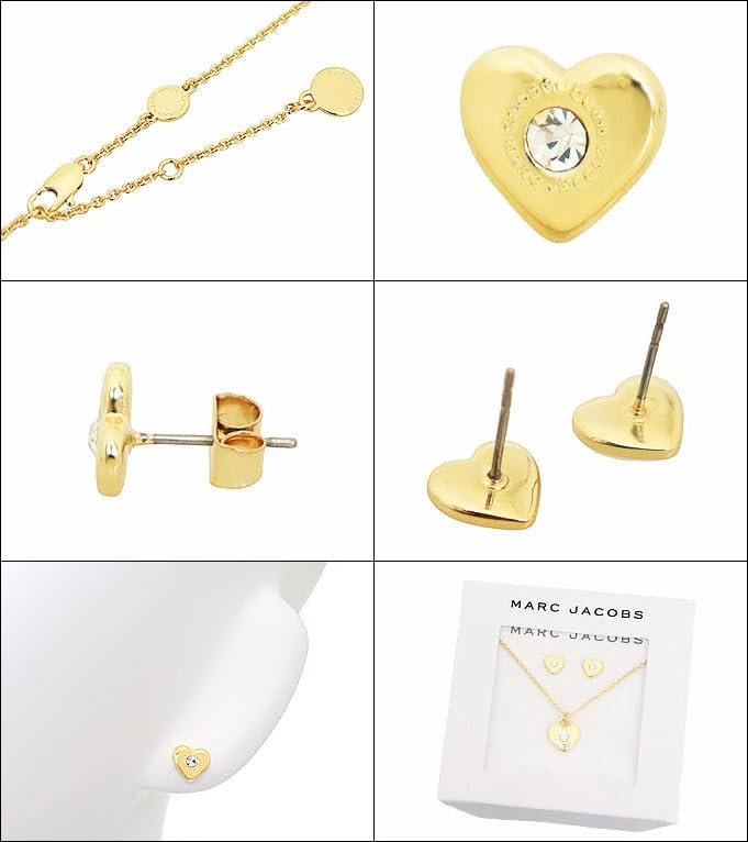 Marc Jacobs J341MT1PF21 Gold and Crystal Heart and Star Necklace and Earrings Set for Women (2-Piece Set) [Outlet] [Brand] [Used]